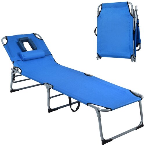Costway Nastavljiv stol za plažo Zložljivi ležalnik, (5000007147) Cene