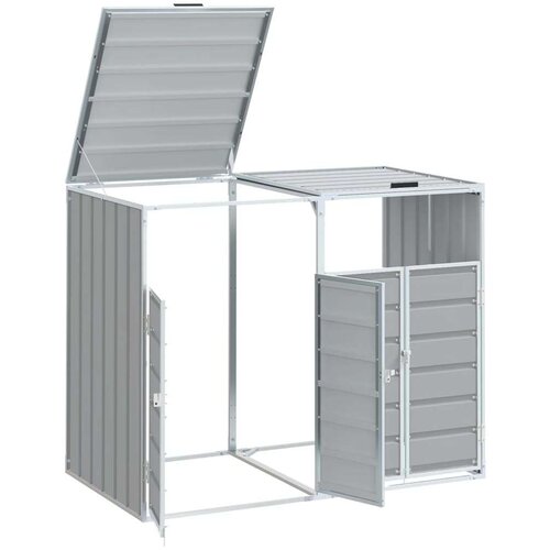 VidaXL spremi&amp;scaron;te za 2 kanta za otpad sivo 144x81x113 cm čelično Slike
