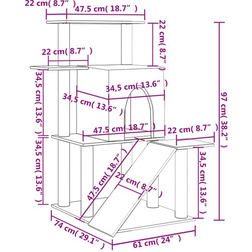  Penjalica za mačke sa stupovima za grebanje svjetlosiva 97 cm Slike