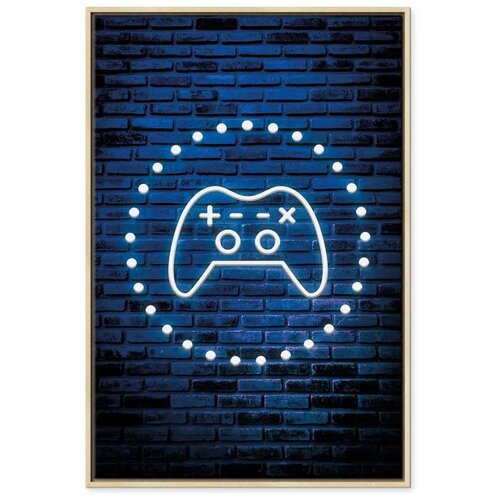  Slika - Neon Gamepad 60x90 U prirodnom drvenom okviru Slike