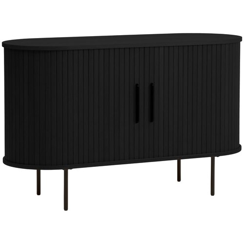 Unique Furniture črna komoda v hrastovem dekorju z drsnimi vrati 120x76x45 cm nola &amp;ndash; Slike