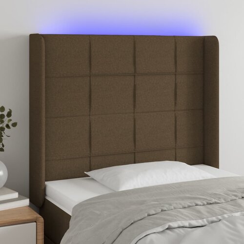 vidaXL LED uzglavlje tamnosmeđe 103 x 16 x 118/128 cm od tkanine Cijene