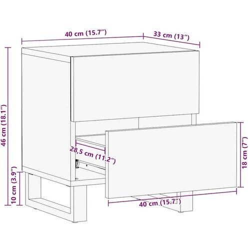 VidaXL Noćni ormarić crni 40 x 33 x 46 cm od masivnog drva manga Slike