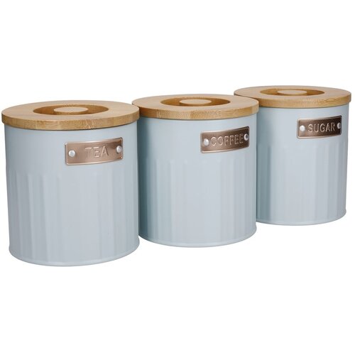 Kitchen Craft Svijetloplave metalne limenke za hranu u setu od 3 kom - Slike