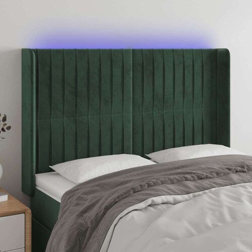  LED posteljno vzglavje temno zeleno 147x16x118/128 cm žamet, (20936198) Cene