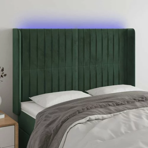  LED posteljno vzglavje temno zeleno 147x16x118/128 cm žamet, (20936198)