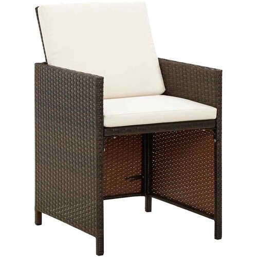  5-dijelni vrtni blagovaonski set s jastucima poliratan smeđi Smeđa 109 cm table length Slike