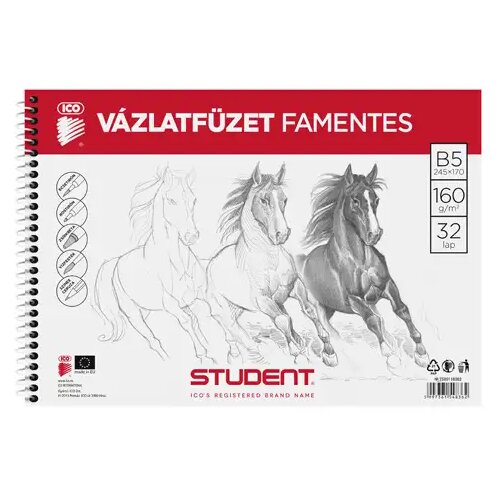 ICO ICO: Student brezlesni zvezek za skice spiralne vezave B5 Cene