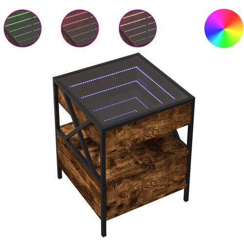 VidaXL Nočna mizica z neskončnimi LED dimljeni hrast 40x40x51 cm, (21327295) Slike