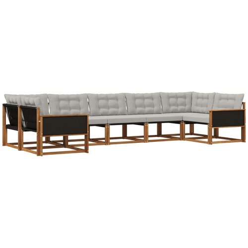 vidaXL Zunanja garnitura za sedenje 7 pcs Naravna in svetlo siva, (5000281807) Cene