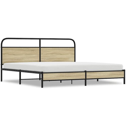 vidaXL Kovinski posteljni okvir brez vzmetnice sonoma hrast 200x200 cm, (21607949) Cene