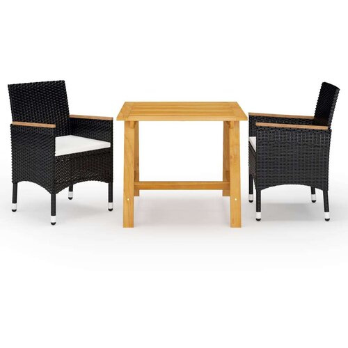  3-dijelni vrtni blagovaonski set crni Cijene