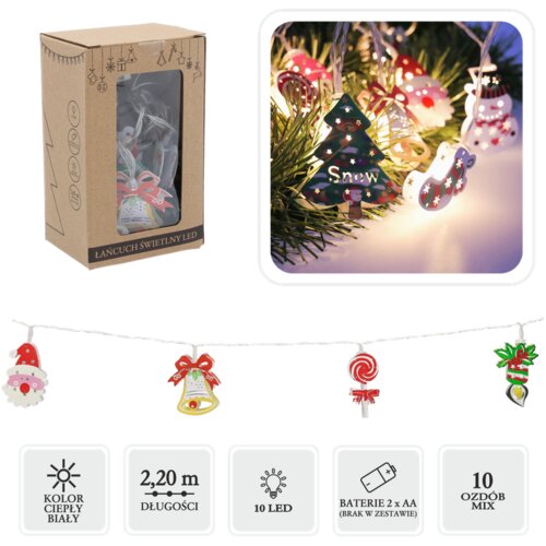 Molarem Home Božićne LED lampice na baterije &amp;ndash; 10 svjetala s toplo bijelim svjetlom, 2,20 m Slike