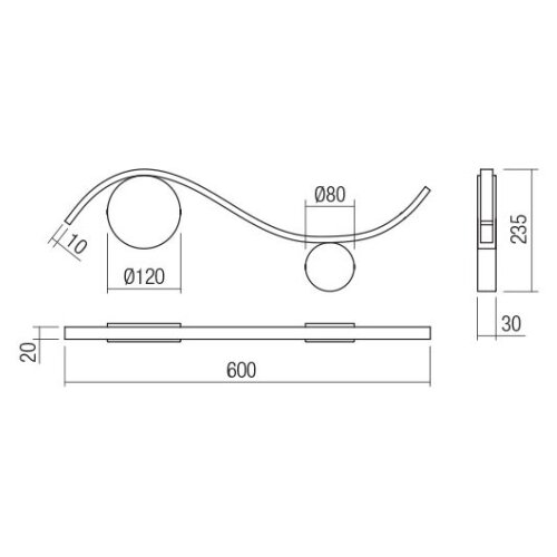  Redo 01-3109 - LED zidna svetiljka WAVE LED/9W/230V mesing Slike
