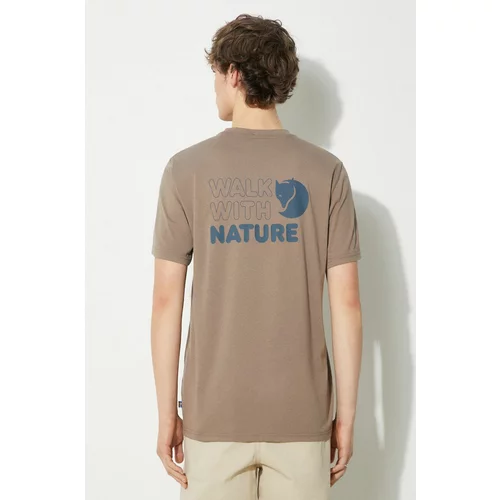 Fjallraven Majica kratkih rukava Walk With Nature T-shirt M za muškarce, boja: smeđa, s tiskom, F12600216.244