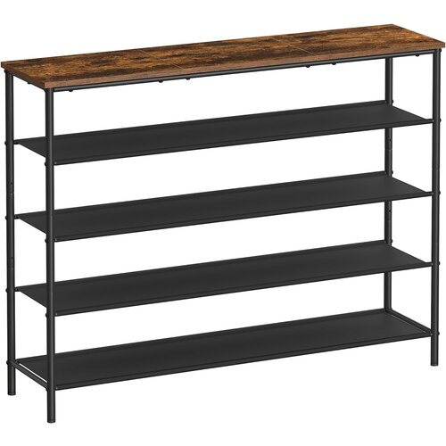 Songmics LBS136B01 5-nivojska ozka omara za čevlje Omara za hodnik s 4 policami iz blaga in pultom za vrečke, polica za čevlje, jeklen okvir, industrijska, rustikalno rjava, (21325692) Cene