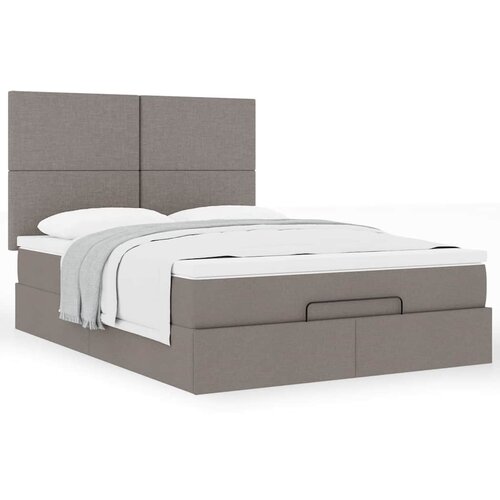 vidaXL Otomanski posteljni okvir z vzmetnico taupe 140x200 cm blago Cene