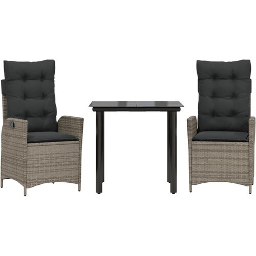  3-dijelni vrtni blagovaonski set sivi od poliratana Siva 80 x 80 x 74 cm Slike