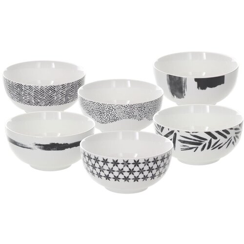 Tognana Set činija Zenith, 14 cm, 6 komada, Crno-beli Cene