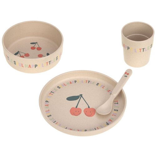 Lässig komplet jedilni set Happy Fruits krožnik, skledica, lonček, žlička cherry Cene
