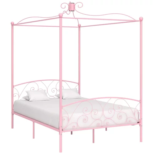  za krevet s nadstrešnicom ružičasti metalni 140 x 200 cm
