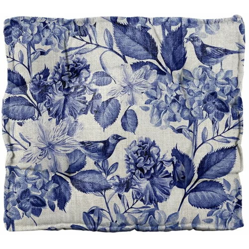 Really Nice Things jastuk za sjedenje od mješavine lana Square Blue Flowers, 37 x 37 cm
