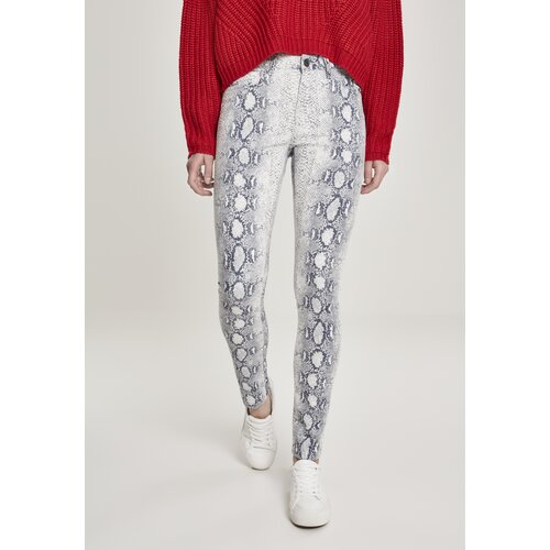 Urban Classics ladies animal stretch twill skinny pants offwhite snake Cene