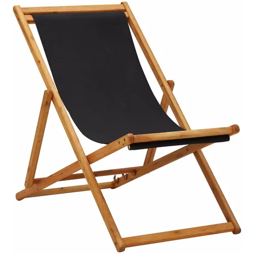vidaXL sklopiva stolica za plažu od drva eukaliptusa i tkanine crna