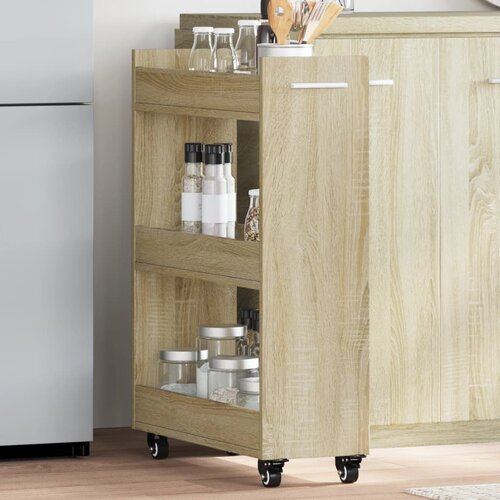 vidaXL Omarica s kolesi sonoma hrast 60x22x79 cm inženirski les Cene