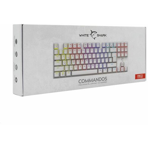 White Shark TASTATURA GK-2106 COMMANDOS BIJELA, Mehanicka / RED SW. Slike
