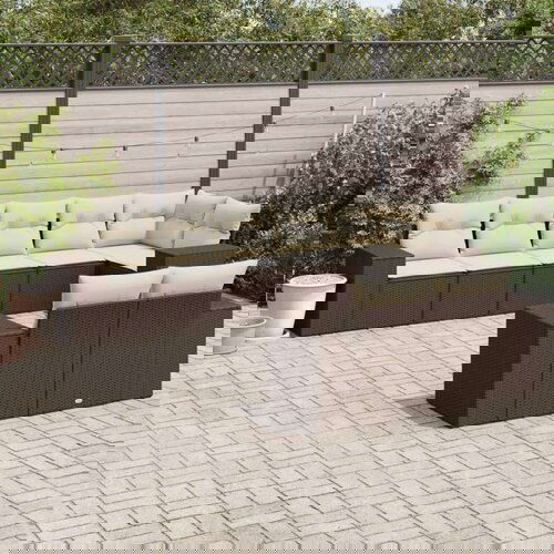  8-dijelni set vrtnih sofa s jastucima smeđi od poliratana Cijene