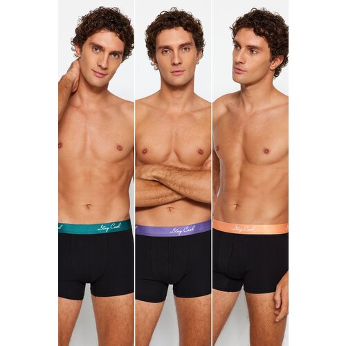 Trendyol 3-Pack men's black letter elastic couple couple boxer. Slike