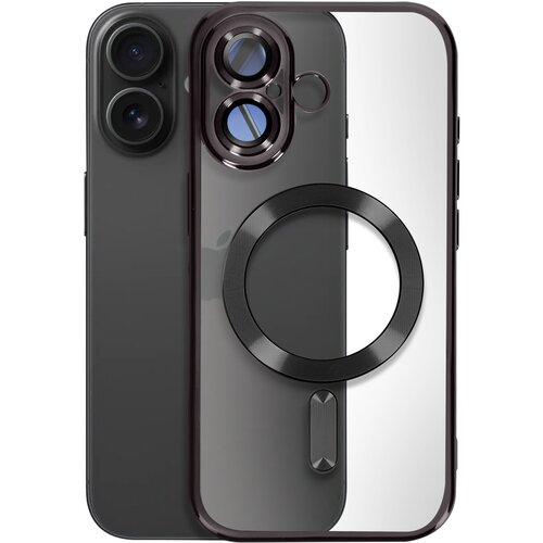 AVIZAR Ohišje MagSafe za iPhone 16 Silikonski kromirani okvir, Črna, (5000012089) Cene
