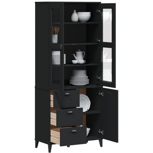  Visoka komoda VIKEN crna 80 x 40 x 190 cm od masivne borovine Slike