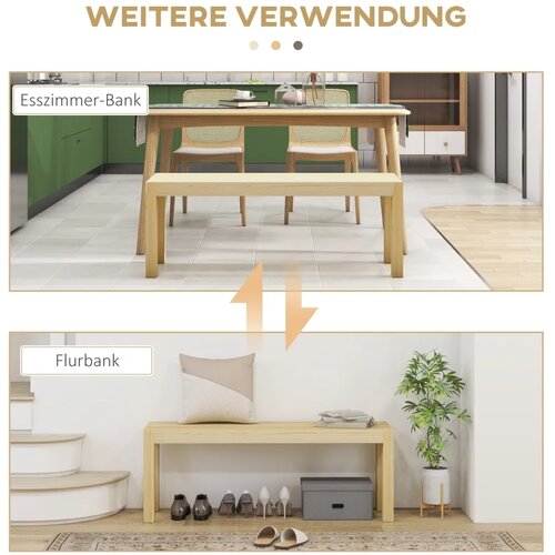  Drvena klupa kuhinjska klupa masivno drvo klupa za 3 osobe 120 cm x 33 cm x 45 cm prirodna Slike