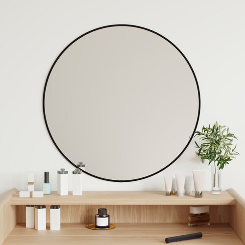 vidaXL Stensko ogledalo črno Ø 60 cm okroglo Cene