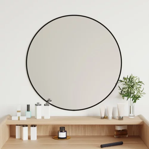 vidaXL Stensko ogledalo črno Ø 60 cm okroglo
