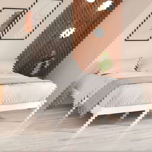  Posteljni okvir bel iz trdnega lesa 150x200 cm 5FT, (20788446) Slike