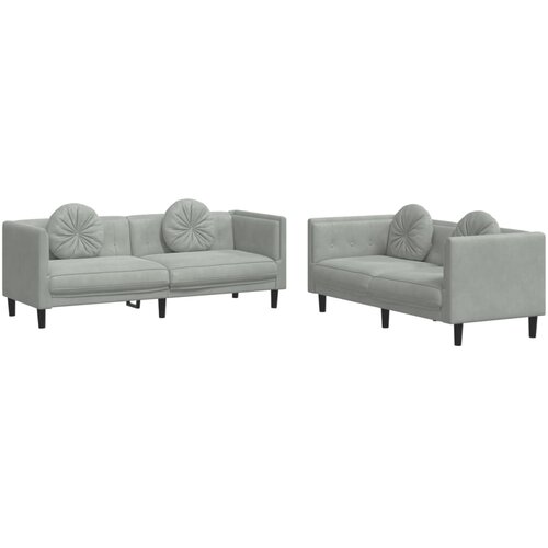  2-dijelni set sofa s jastucima svjetlosivi bar&amp;scaron;unasti Slike