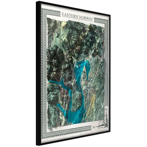  Poster - Raised Relief Map: Eastern Norway 30x45