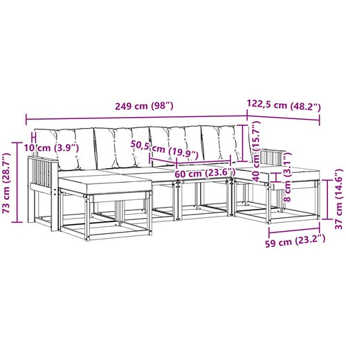  Set vanjskih sofa 6 kom. Prirodna i bež Smeđa 249 x 122,5 x 73 cm Slike