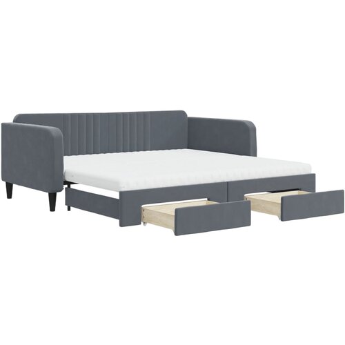 VidaXL Izvlečna dnevna postelja s predali temno siva 100x200 cm žamet, (20937424) Slike