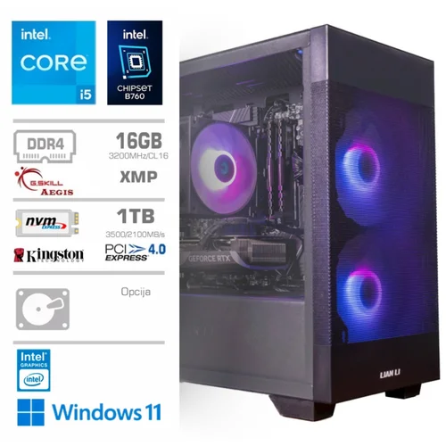 MEGA Računalnik MT S7X GAMER i5-13400/Intel 730/16GB/1TB-4.0/750W/Win11Home/črna, (20690139)