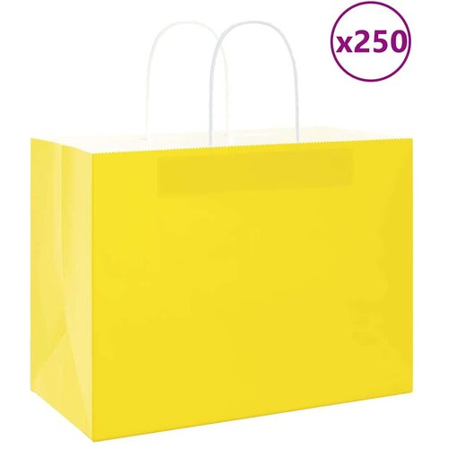  Papirnate vrećice 250 kom s ručkama žute 32x17x25 cm Cijene