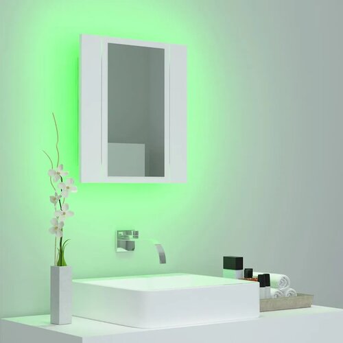  LED kupaonski ormarić s ogledalom bijeli 40x12x45 cm akrilni - Bijela - OUTLET - NEPREUZETO Slike
