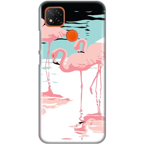 torbica silikonska print za xiaomi redmi 9C pink flamingos Slike