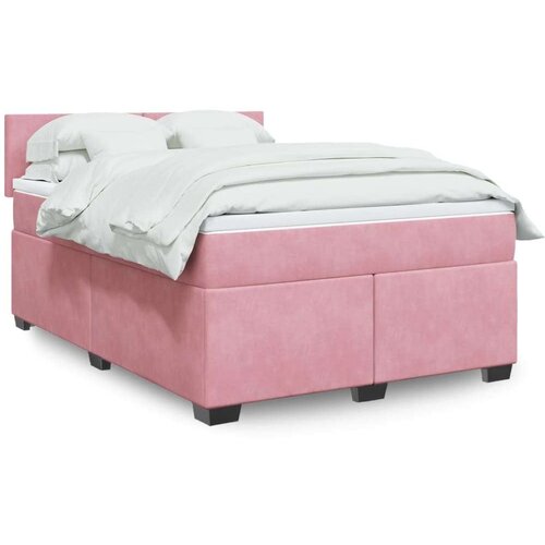 vidaXL Box spring postelja z vzmetnico roza 160x200 cm žamet Cene