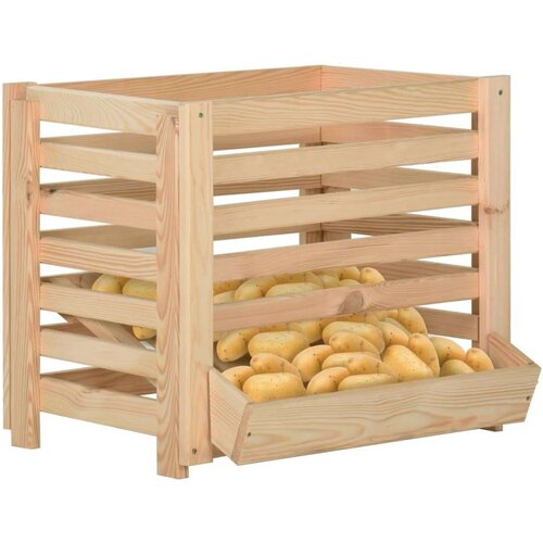 VidaXL Kutija za krumpire 60 x 40 x 50 cm od masivne borovine Slike