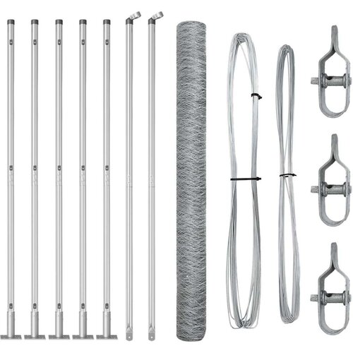  Heksagonalna Ograda 1.4x10 m Galvanizirani Čelik  Stupovi za Ograde s Podlogama 7 kom &Oslash;32mm 78.5cm Galvanizirani Čelik Cijene