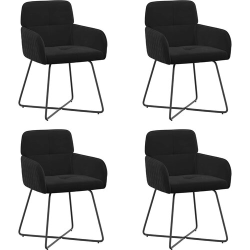 vidaXL Jedilni stoli 4 pcs Žamet Črna 59 x 56,5 x 86 cm, (5000296821) Cene
